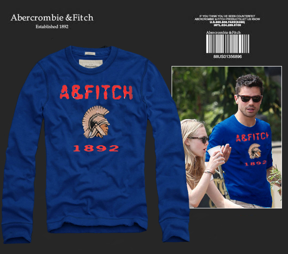Abercrombie Fitch Hombres De Cuello Redondo Con Gente Fotos Largo Remera AF6145